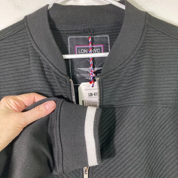 Mens Lon Nyc Across the Pond Cardigan Jacket Full Zip Black M Polyester NWT - Picture 3 of 9
